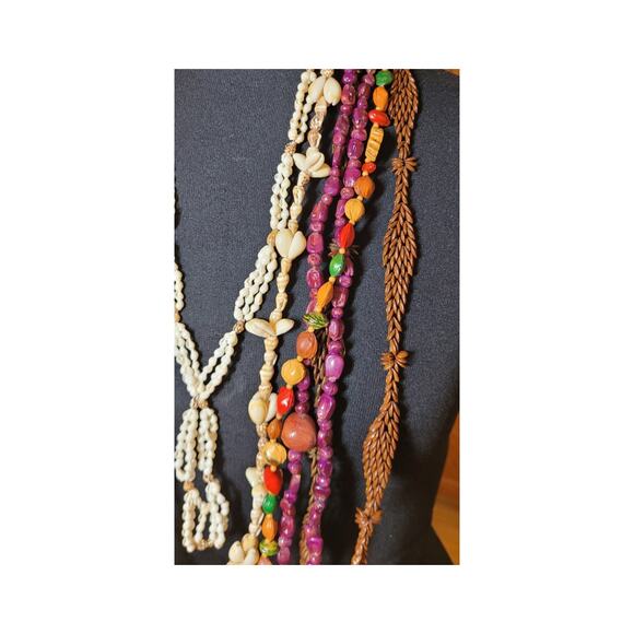 Vintage Hippie Necklace Lot Seeds Fruit Pits Nuts Tribal Shell Long Ethnic Q - Picture 5 of 11